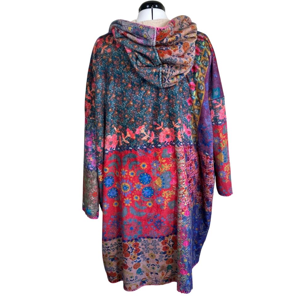 Natural Life Sz S/M Cozy Blanket Kimono Patchwork Floral Print Hood & Pockets - Picture 7 of 16